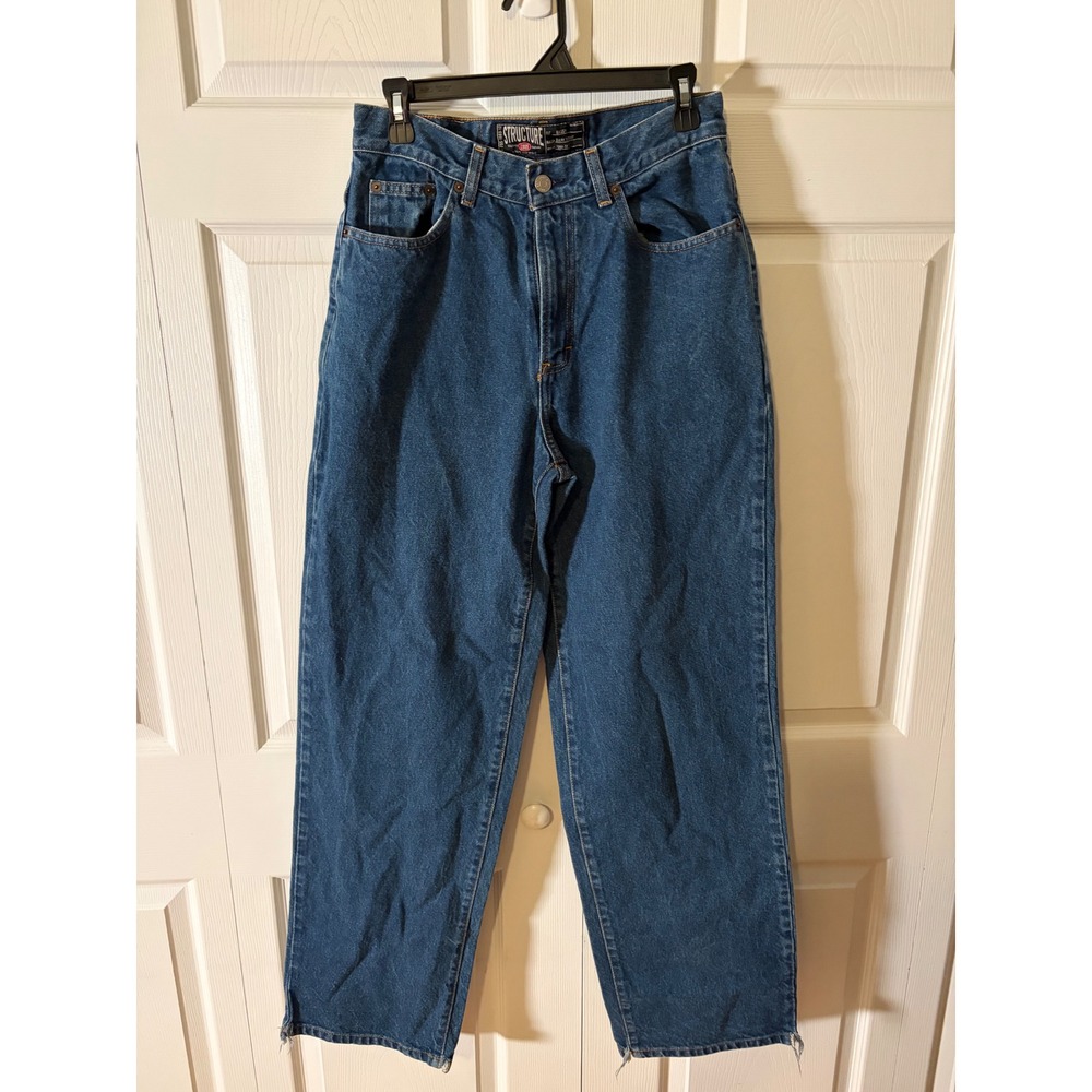 Structure Baggy Fit Jean Mens Dark Stone Wash Vintage 90s Denim Wide Leg 1208-72